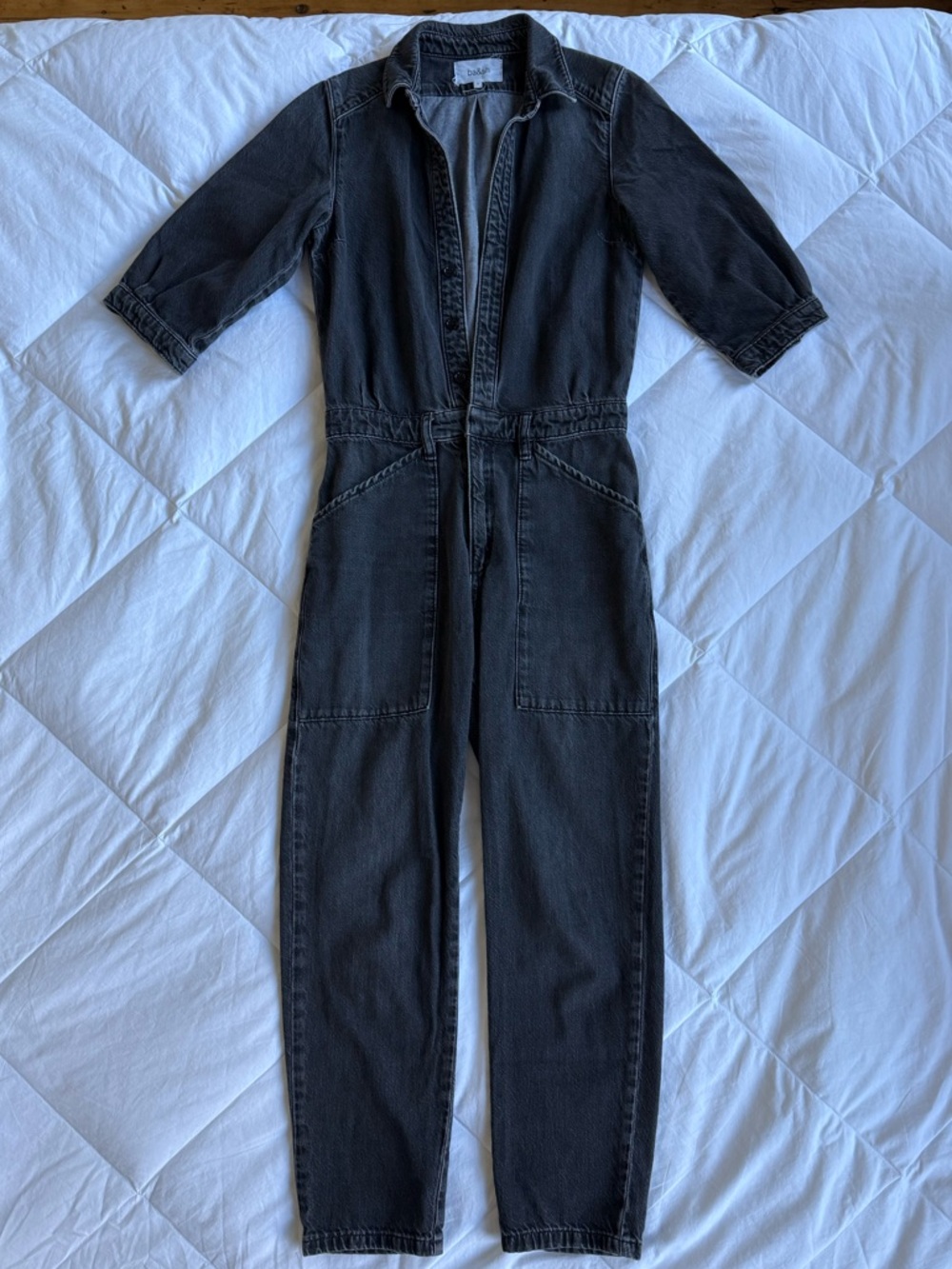ba&sh Black Denim Utility Jumpsuit